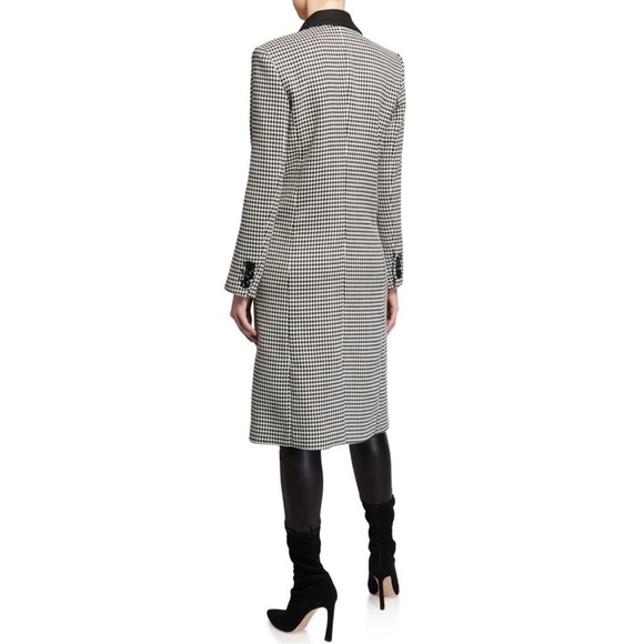 Alice + Olivia Sienna Houndstooth Coat Blazer Jacket Black White Wool Look S - Picture 10 of 10